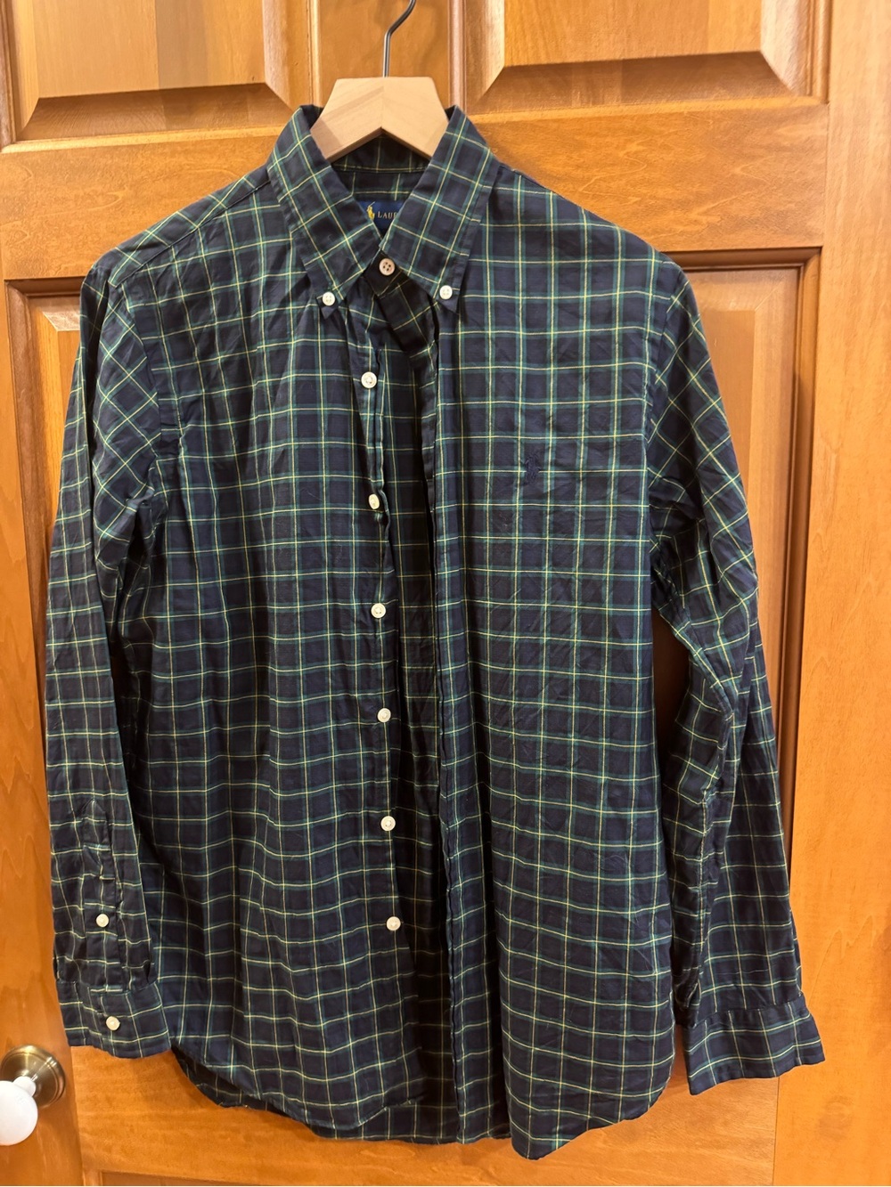 Ralph Lauren Navy and Green Plaid Button-Down Shirt